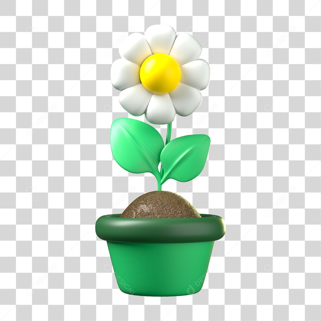 Elemento 3D Girassol Ecologia e Meio Ambiente PNG Transparente