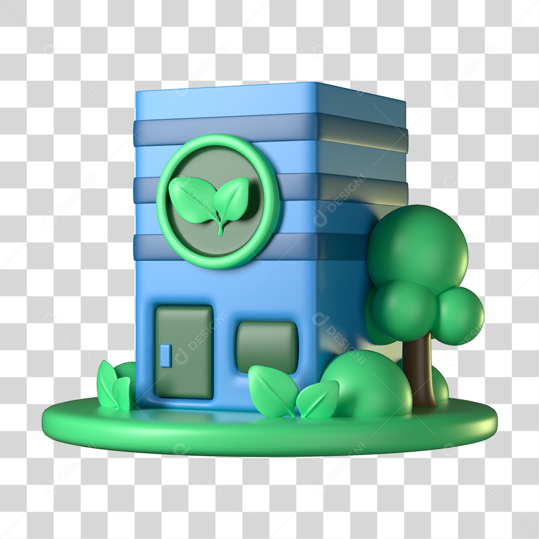 Elemento 3D Industria Ecologia e Meio Ambiente PNG Transparente