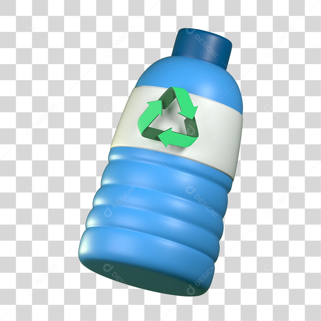 Elemento 3D Garrafa Ecologia e Meio Ambiente PNG Transparente