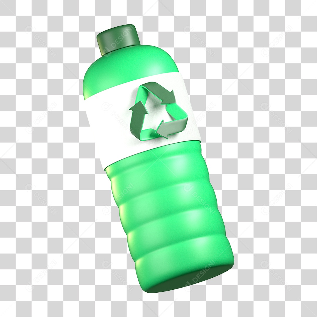 Elemento 3D Garrafa Ecologia e Meio Ambiente PNG Transparente