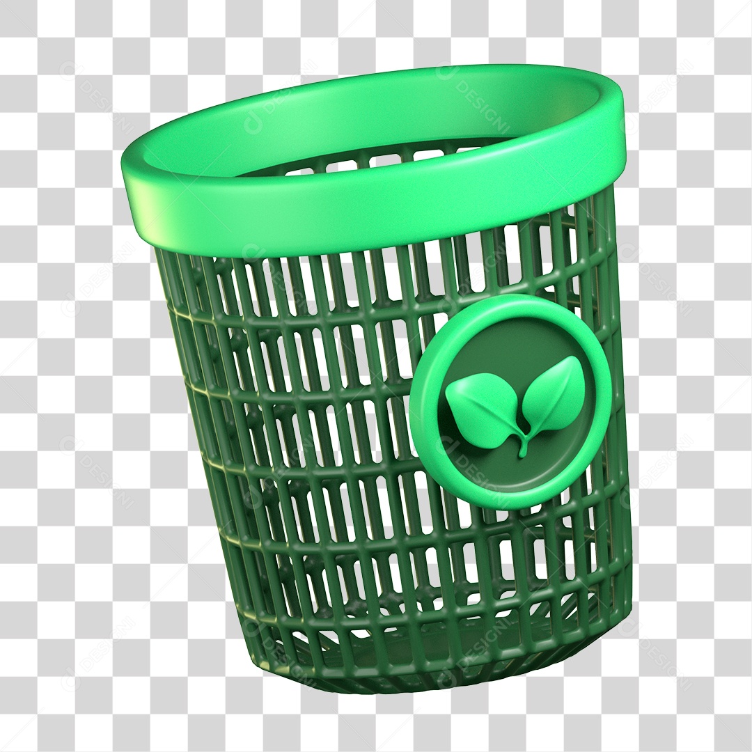 Elemento 3D Lixeira Ecologia e Meio Ambiente PNG Transparente
