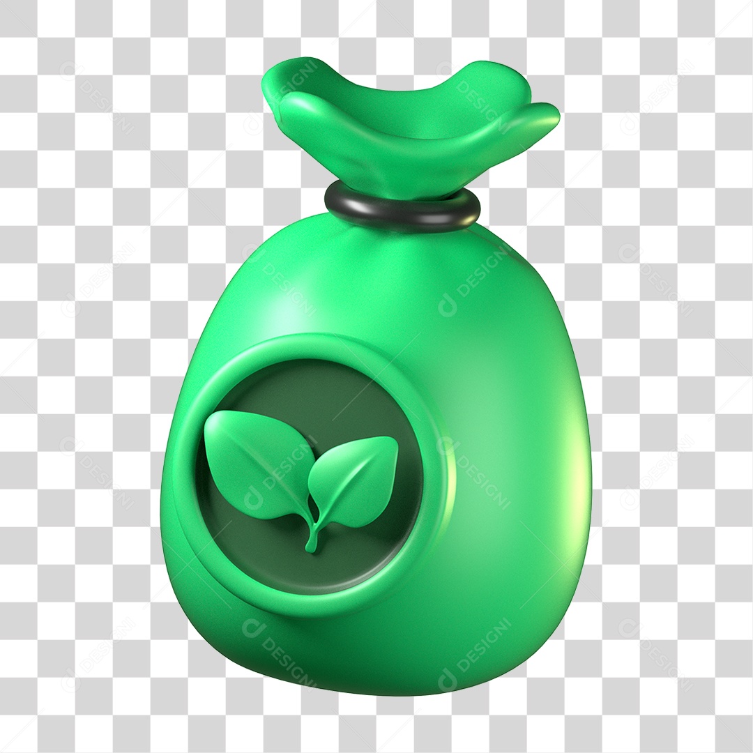 Elemento 3D Saco de Lixo Ecologia e Meio Ambiente PNG Transparente