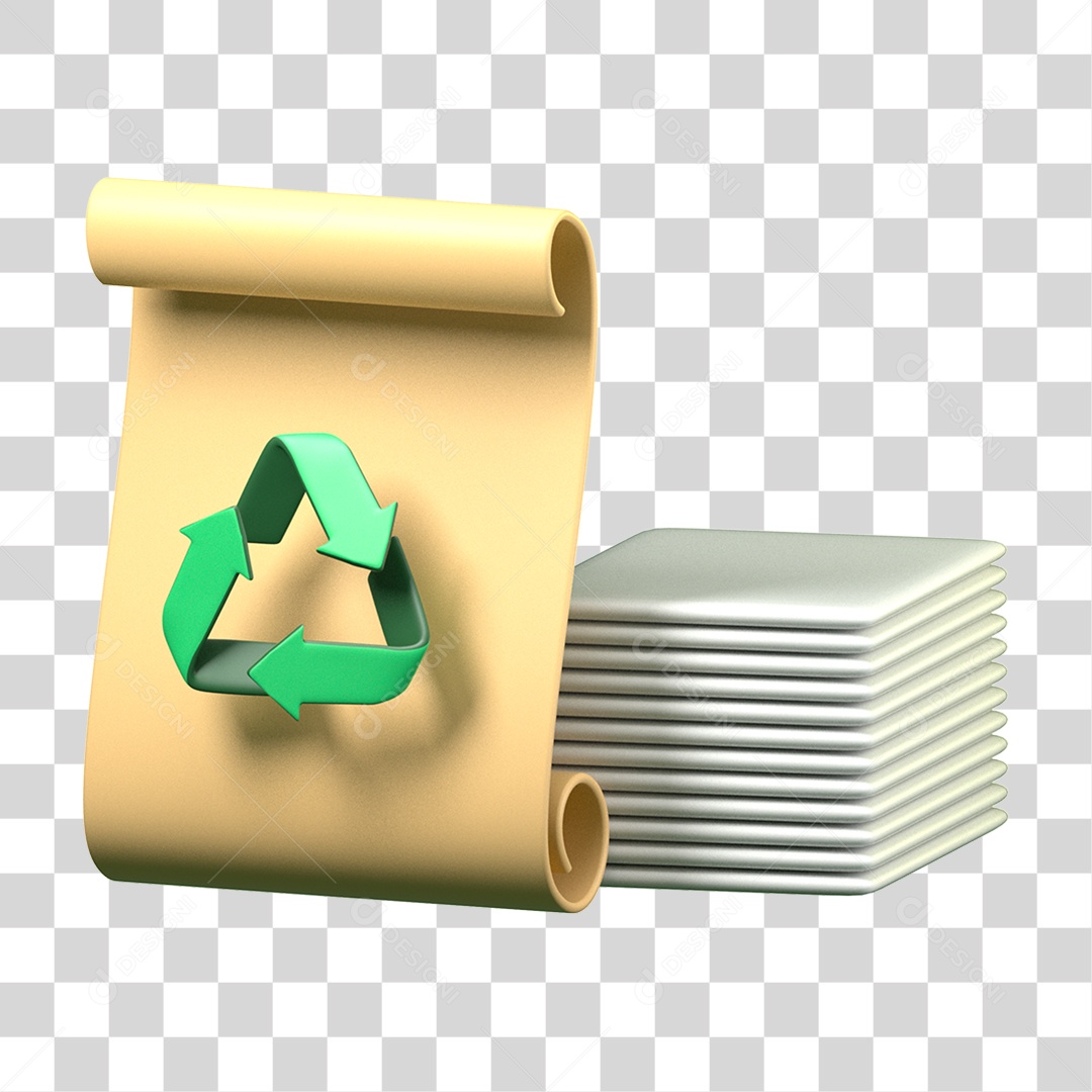 Elemento 3D Saco Ecológico Ecologia e Meio Ambiente PNG Transparente