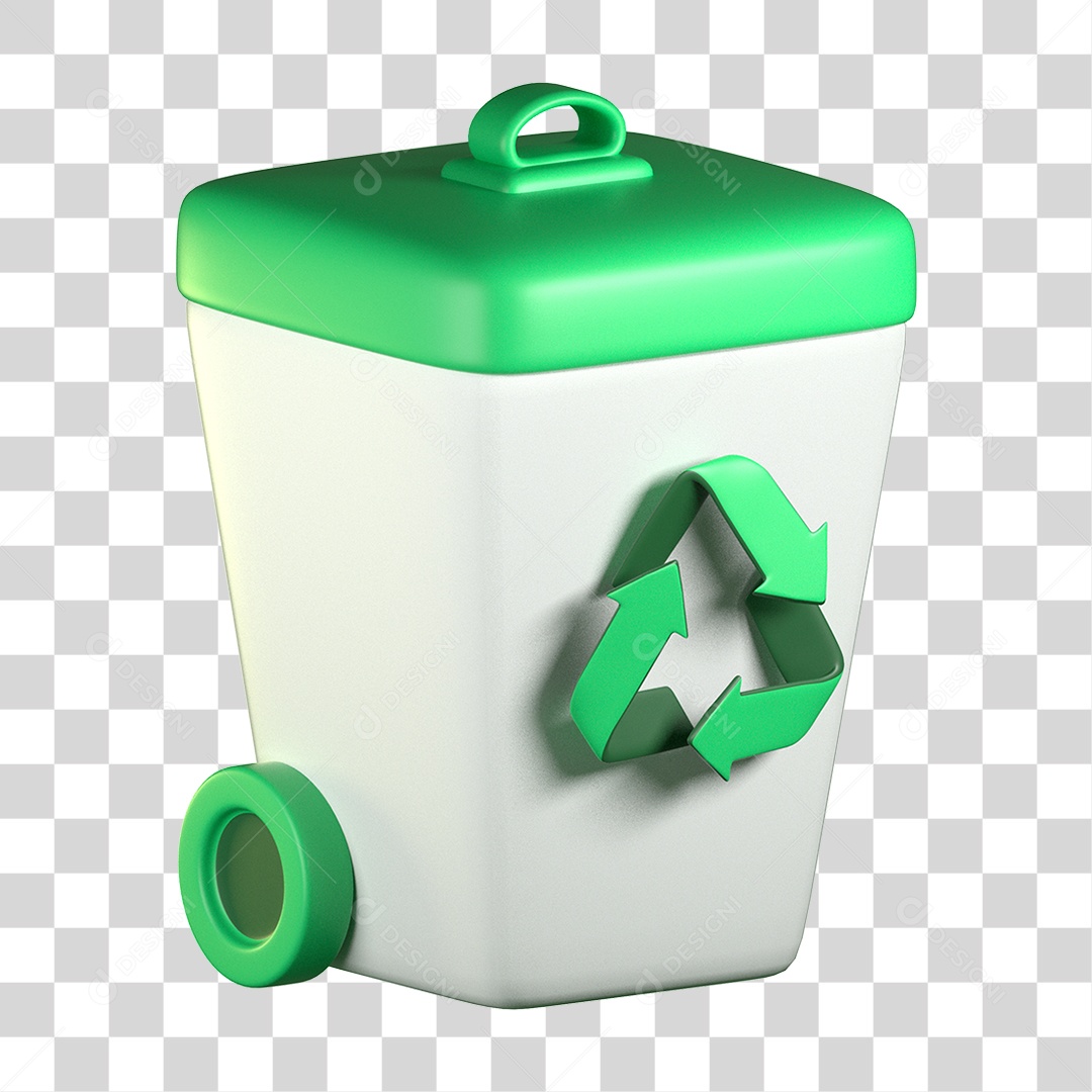 Elemento 3D Lixeira Ecologia e Meio Ambiente PNG Transparente