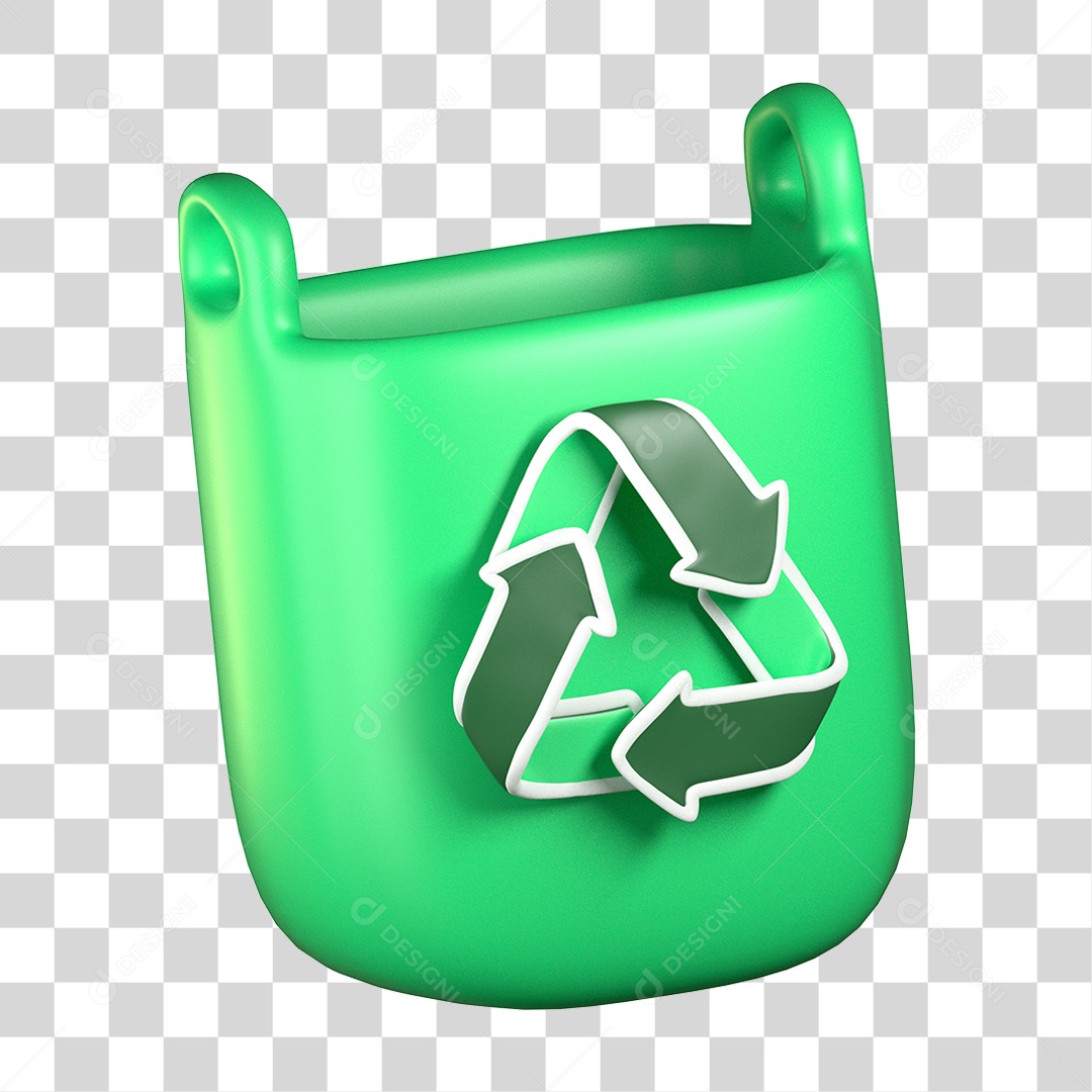 Elemento 3D Lixeira Ecologia e Meio Ambiente PNG Transparente