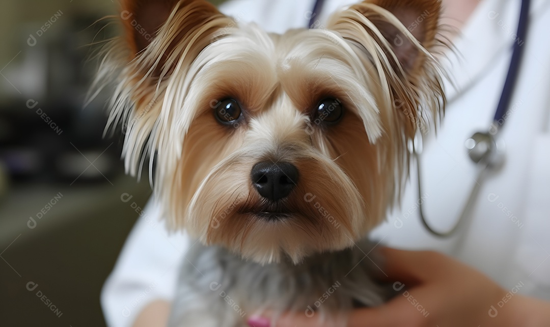 Lindo cachorro Yorkshire no veterinário