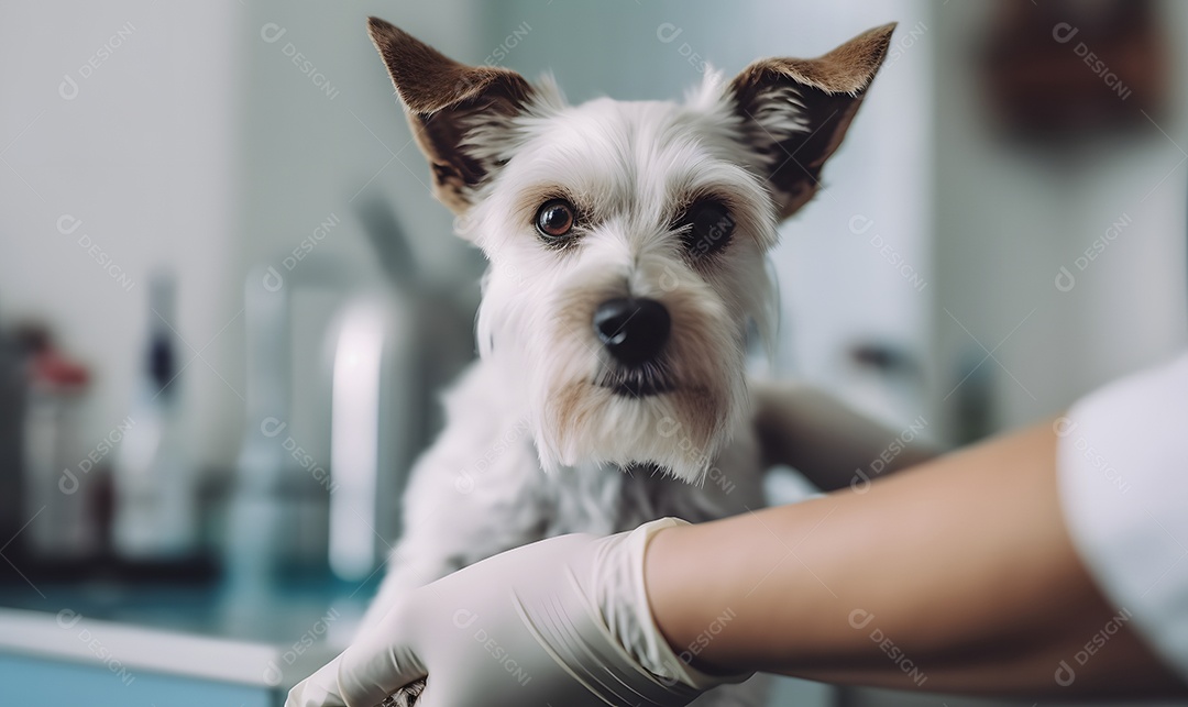 Lindo cachorro no veterinário