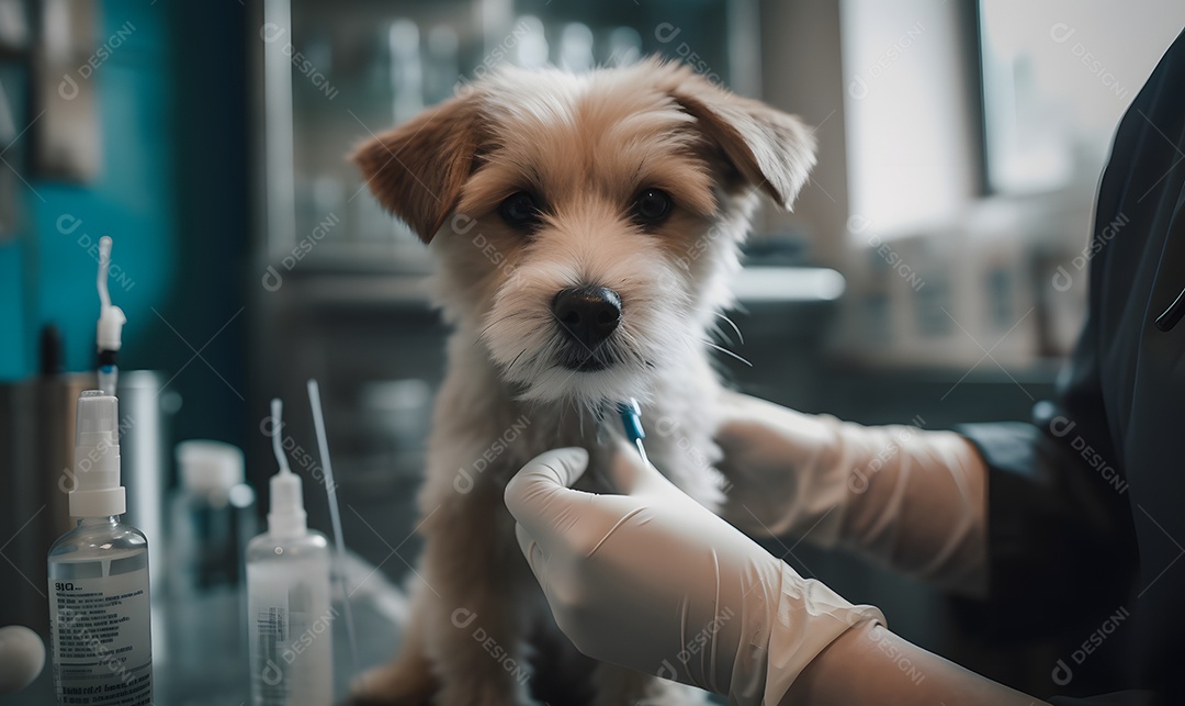 Lindo cachorro no veterinário