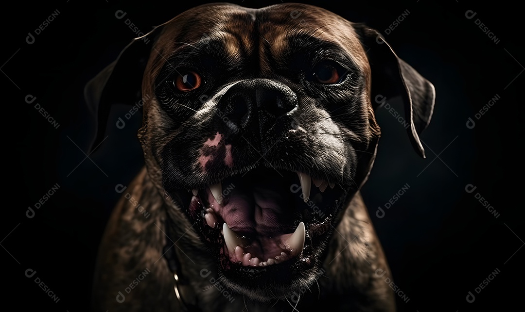 Cachorro bravo em fundo escuro