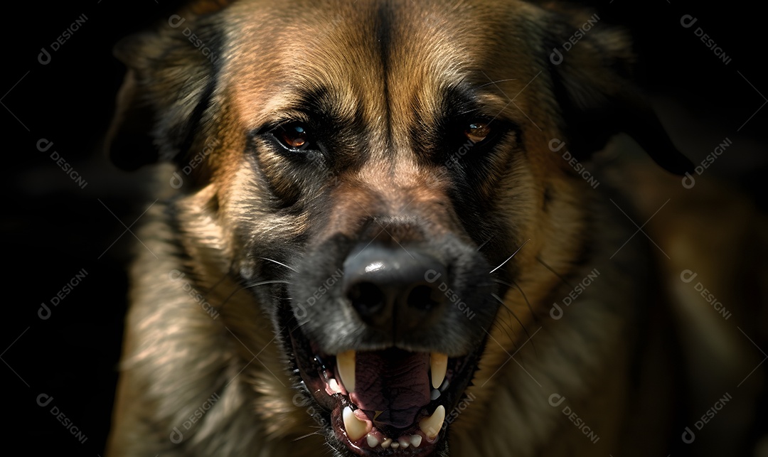 Cachorro bravo em fundo escuro