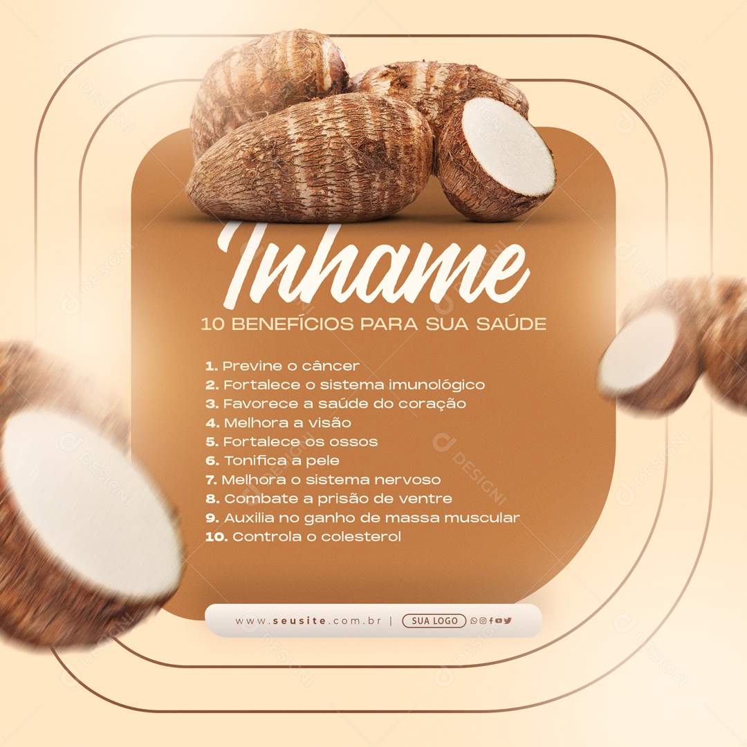 Inhame Nutricionista Alimentação Social Media PSD Editável