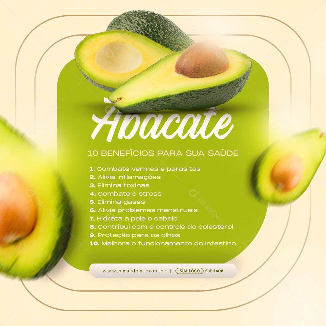 Abacate Nutricionista Alimentação Social Media PSD Editável