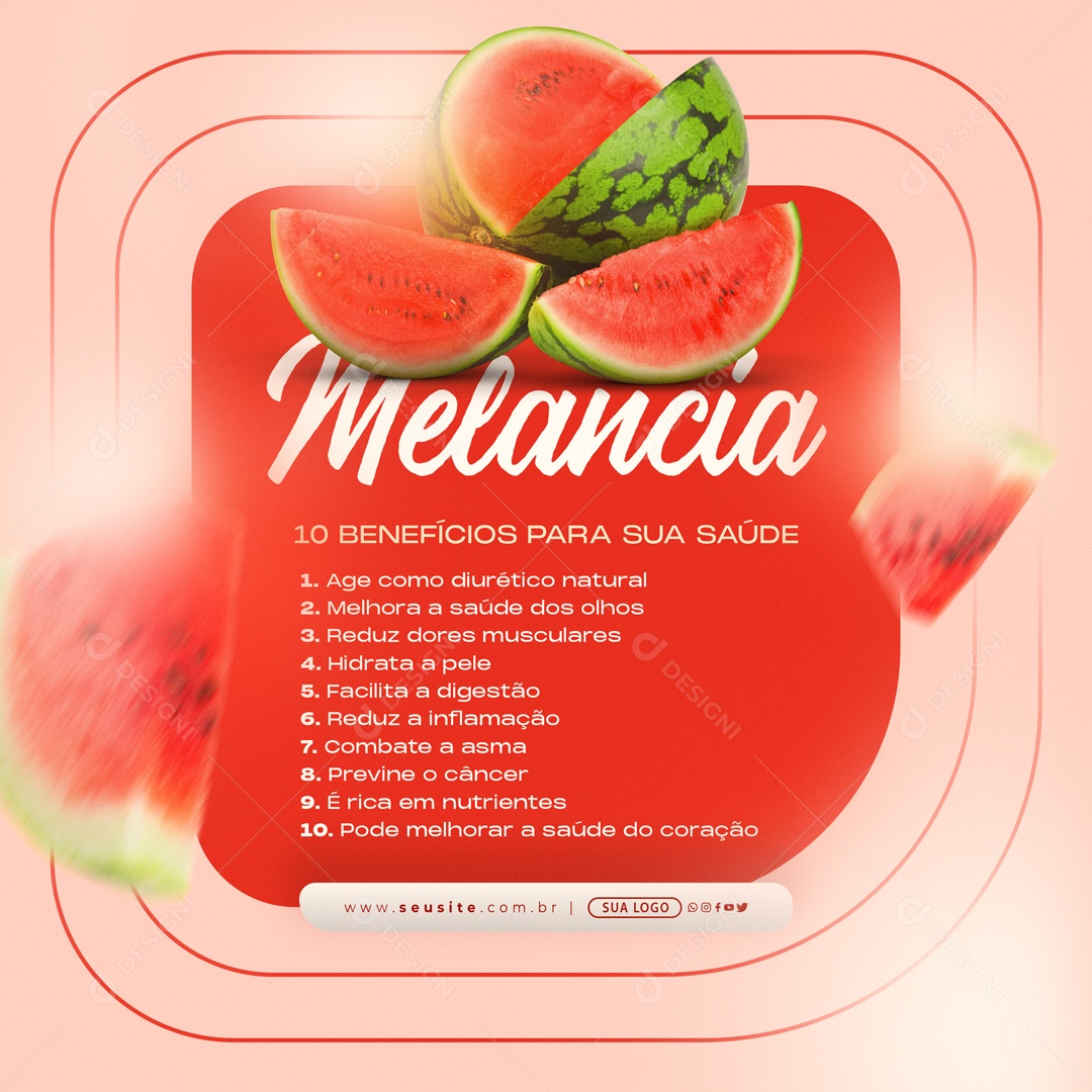 Melancia Nutricionista Alimentação Social Media PSD Editável