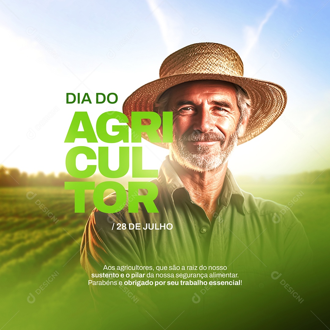 Social Media Dia Do Agricultor 28 De Julho Trabalho Essencial PSD Editável