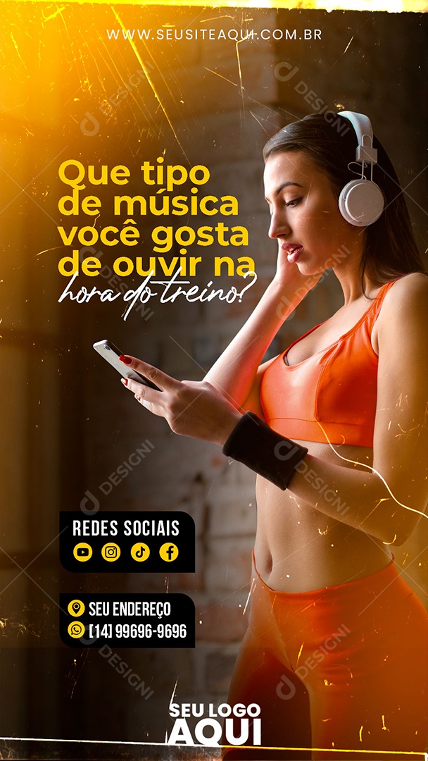 Social Media Story Tipo De Musica Na Hora Do Treino PSD Editável