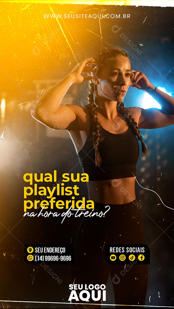 Story Playlist Preferida Na Hora Do Treino Social Media PSD Editável