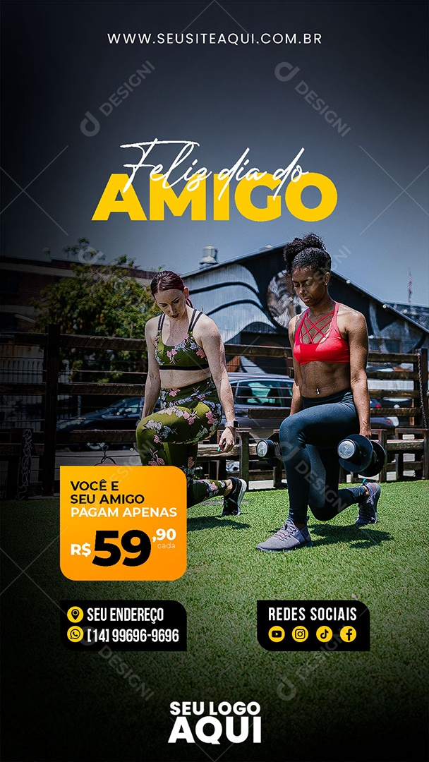 Social Media Story Feliz Dia Do Amigo Academia PSD Editável