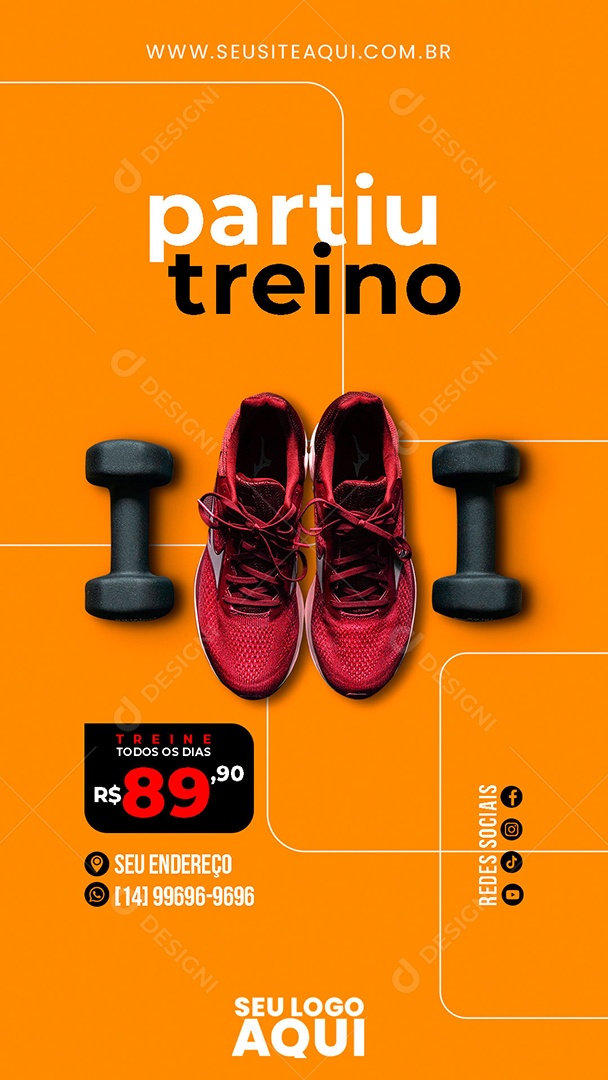 Social Media Story Academia Partiu Treino PSD Editável