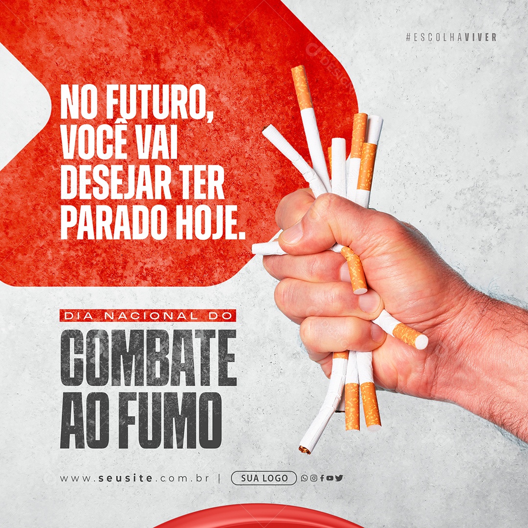 Dia Nacional de Combate ao Fumo Social Media PSD Editável