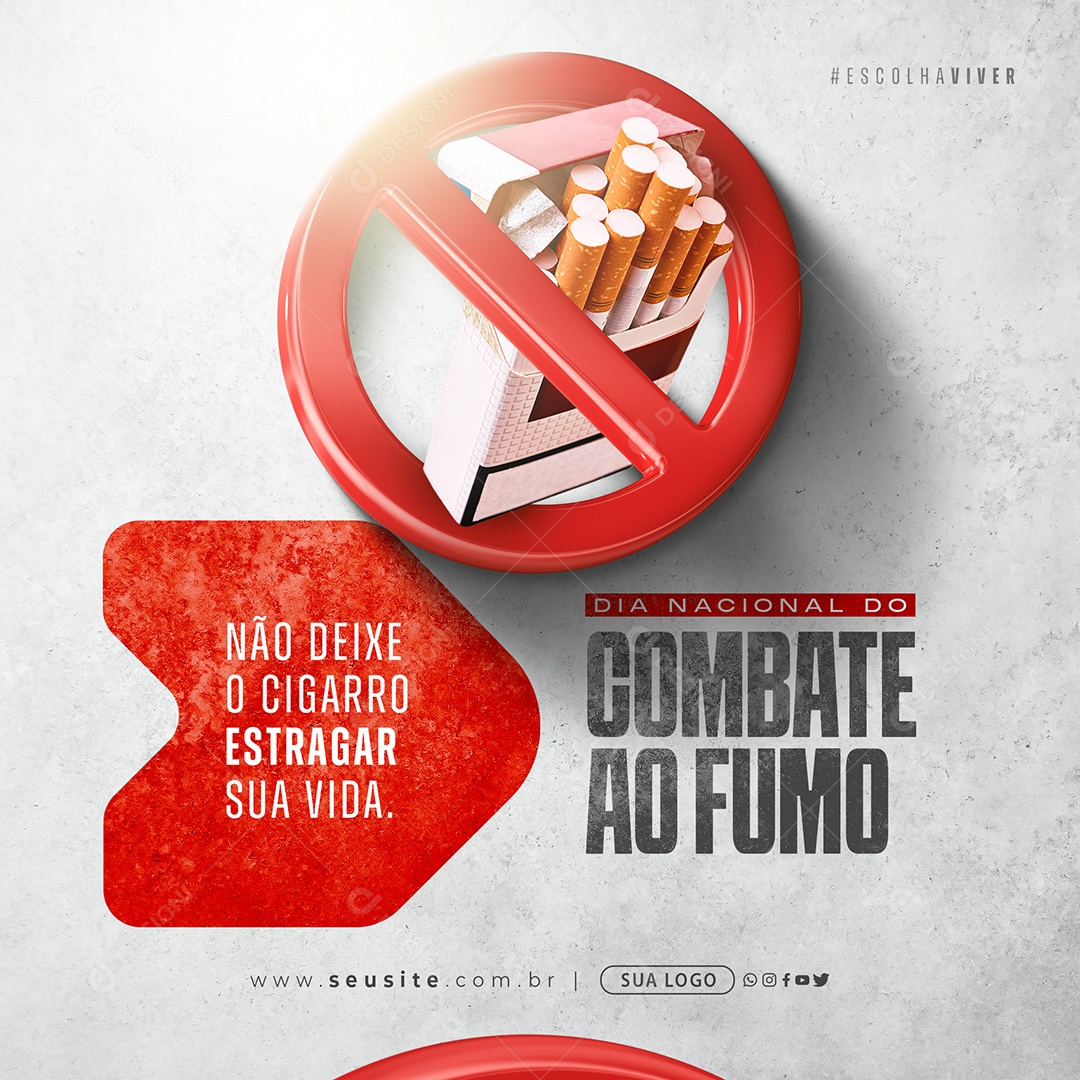 Dia Nacional de Combate ao Fumo Social Media PSD Editável