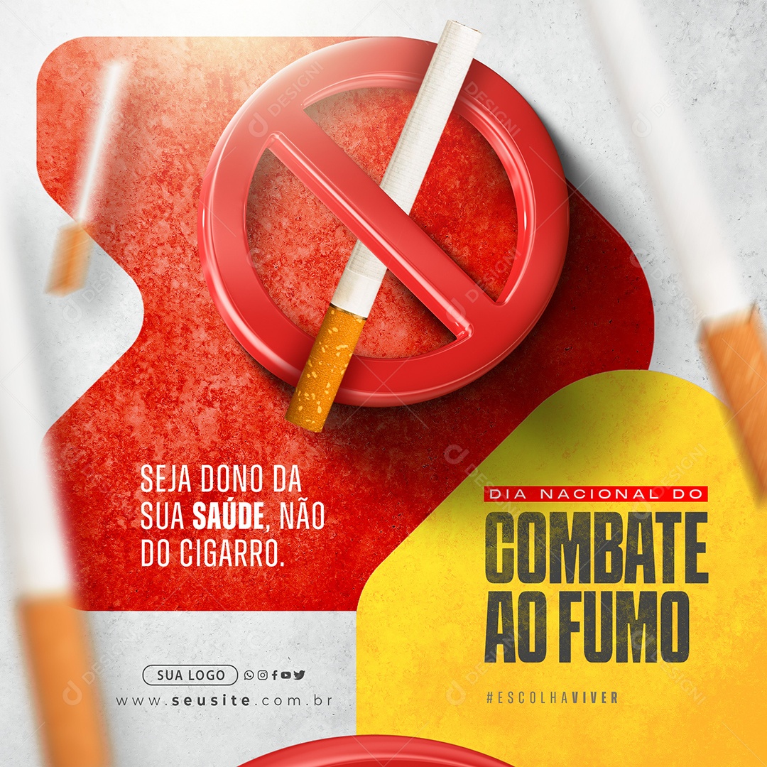 Dia Nacional de Combate ao Fumo Social Media PSD Editável