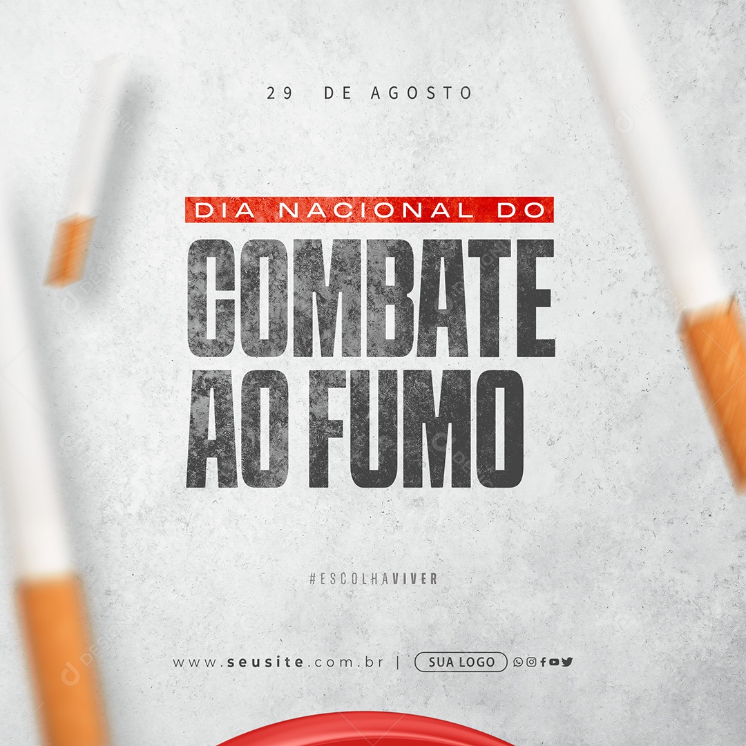 Dia Nacional de Combate ao Fumo Social Media PSD Editável
