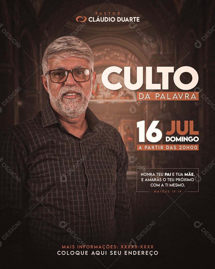 Social Media Feed Culto Da Palavra PSD Editável