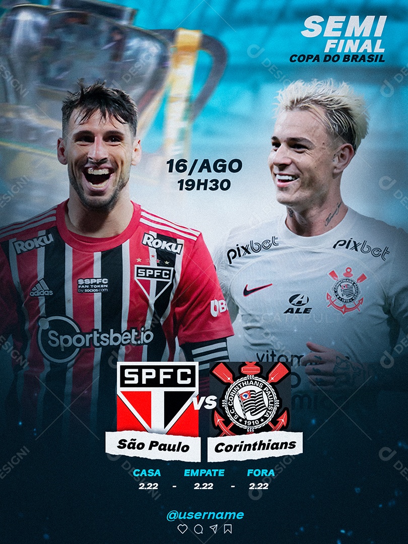 Futebol São Paulo X Corinthians Social Media PSD Editável