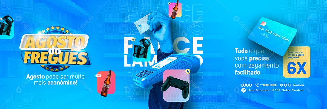 Campanha Publicitária Agosto do Freguês Carrossel Social Media PSD Editável