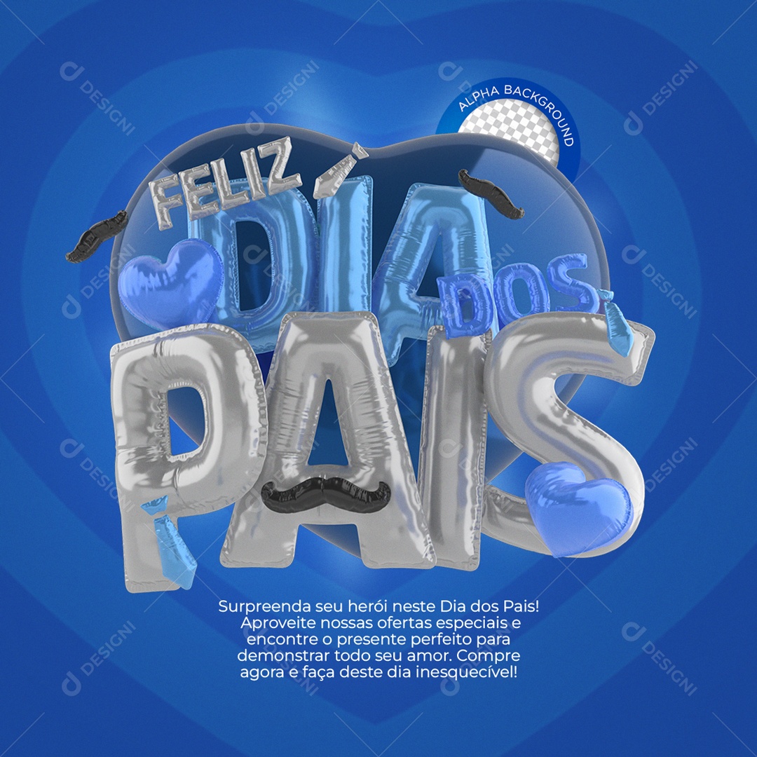 Selo 3D Feliz Dia Dos Pais Para Composição PSD