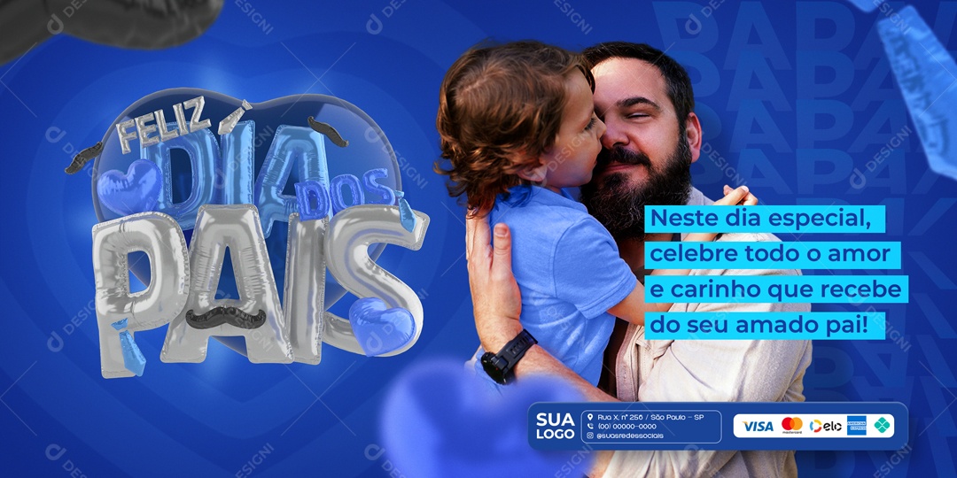 Social Media Banner Feliz Dia Dos Pais Amor e Carinho PSD Editável