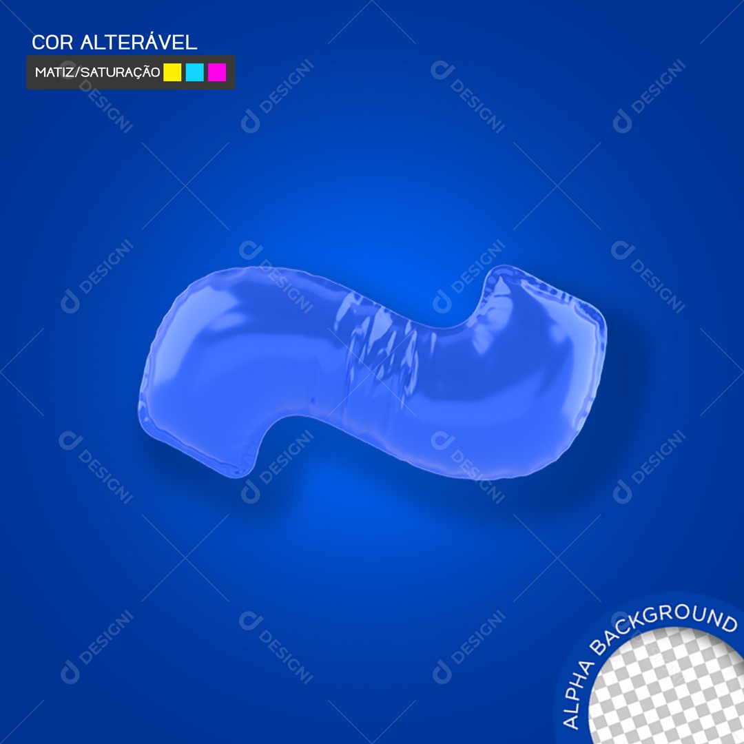 Elemento 3D Balão Azul Sinal Til Para Composição PSD