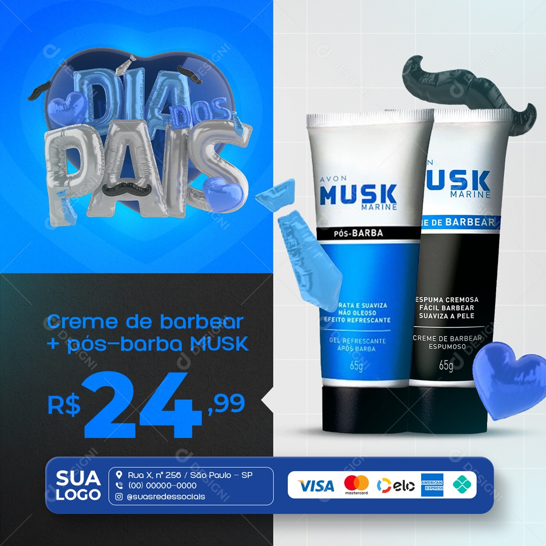 Social Media Dia Dos Pais Creme De Barbear PSD Editável