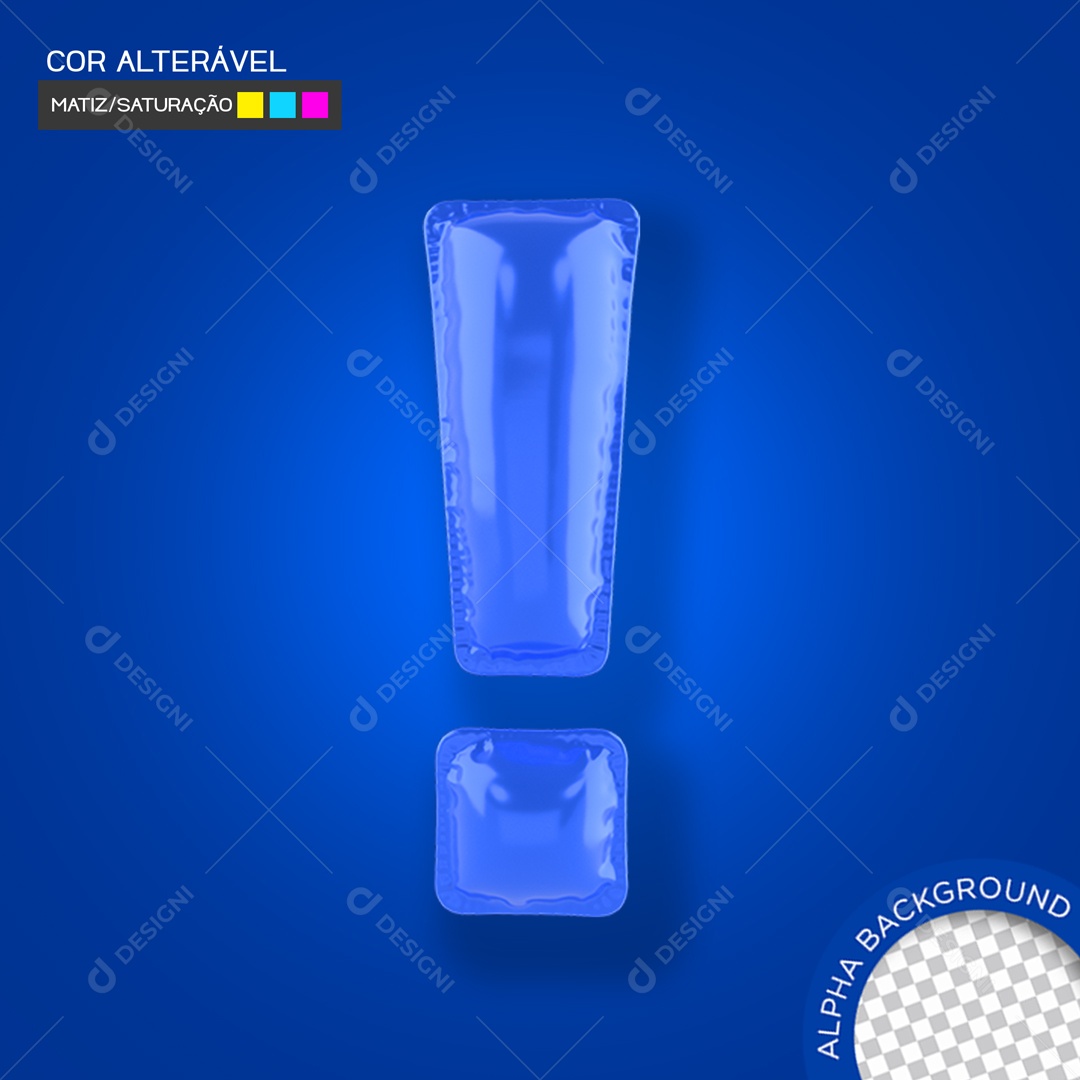 Elemento 3D Balão Azul Sinal De Exclamação Para Composição PSD