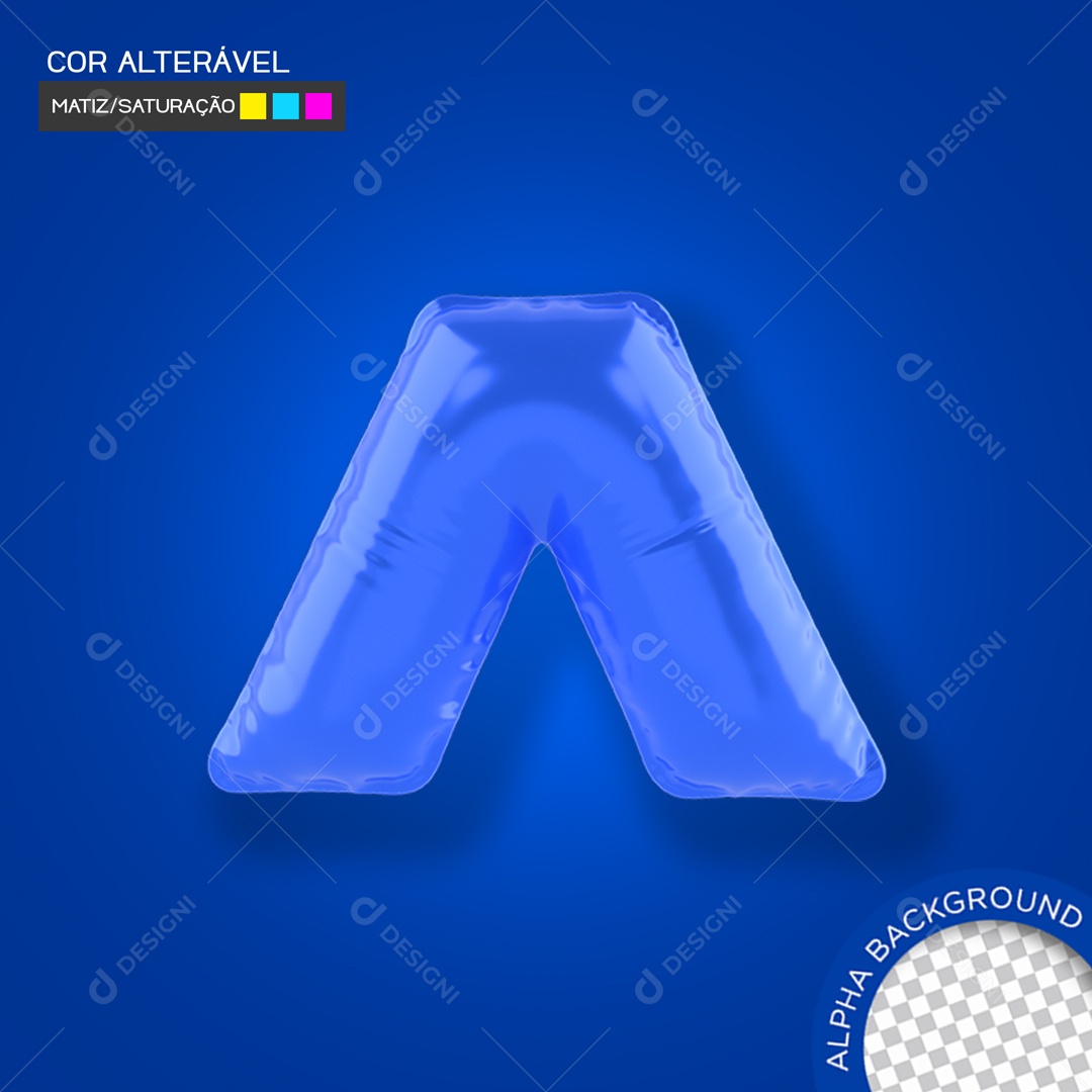 Elemento 3D Balão Azul Acento Circunflexo Para Composição PSD