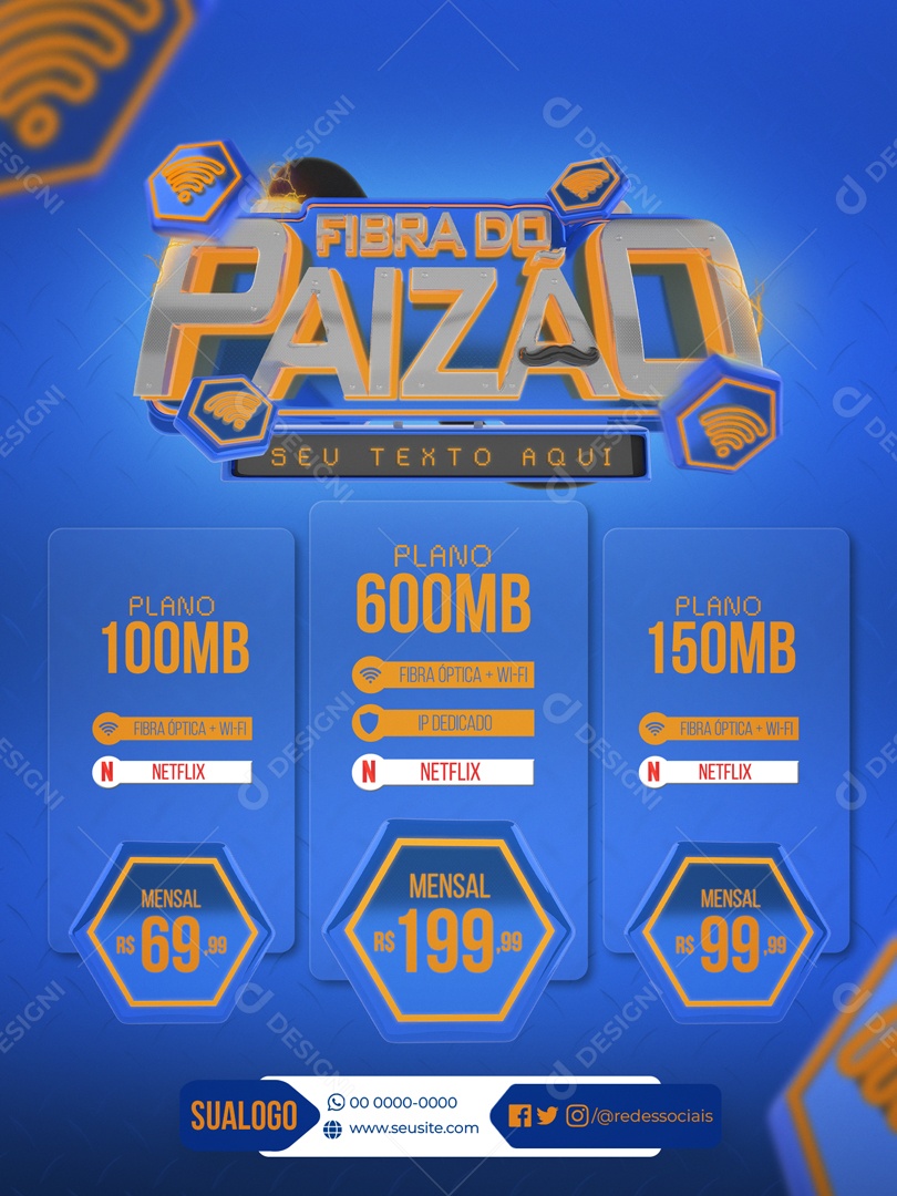 Social Media Fibra do Paizão Plano Internet PSD Editável