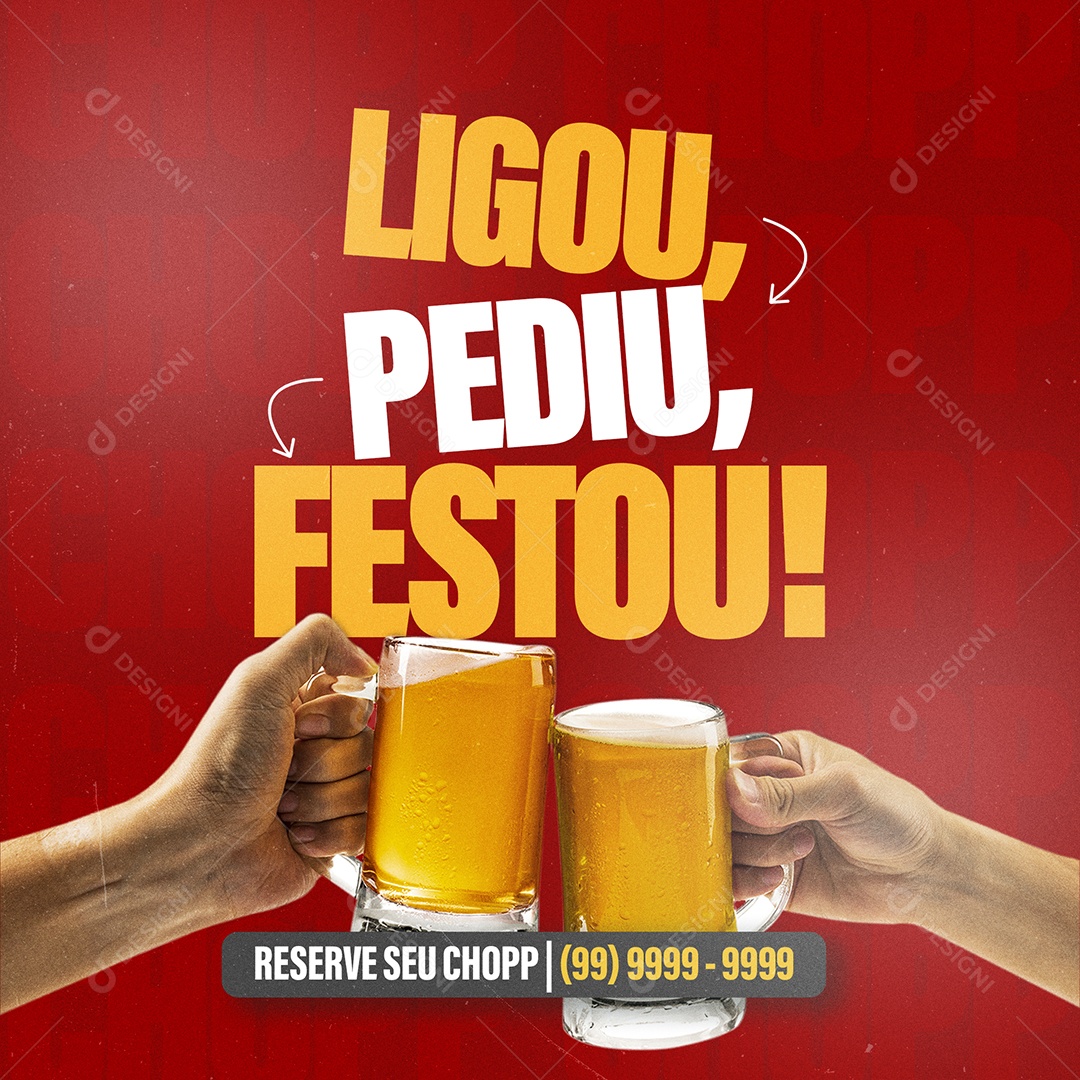 Ligou,Pediu,Festou Distribuidora Social Media PSD Editável