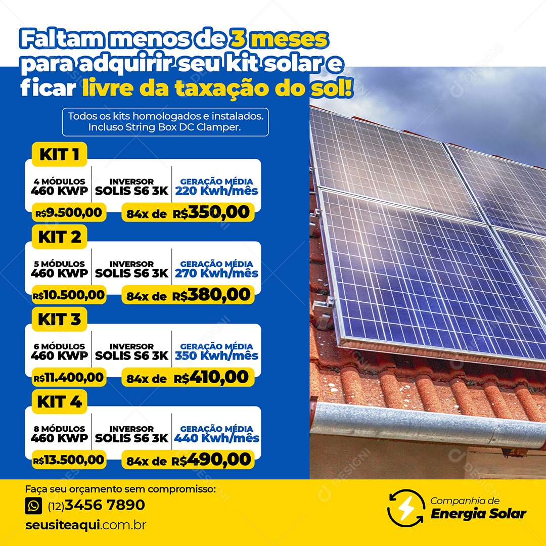 Telhado Placa Solar Social Media PSD Editável