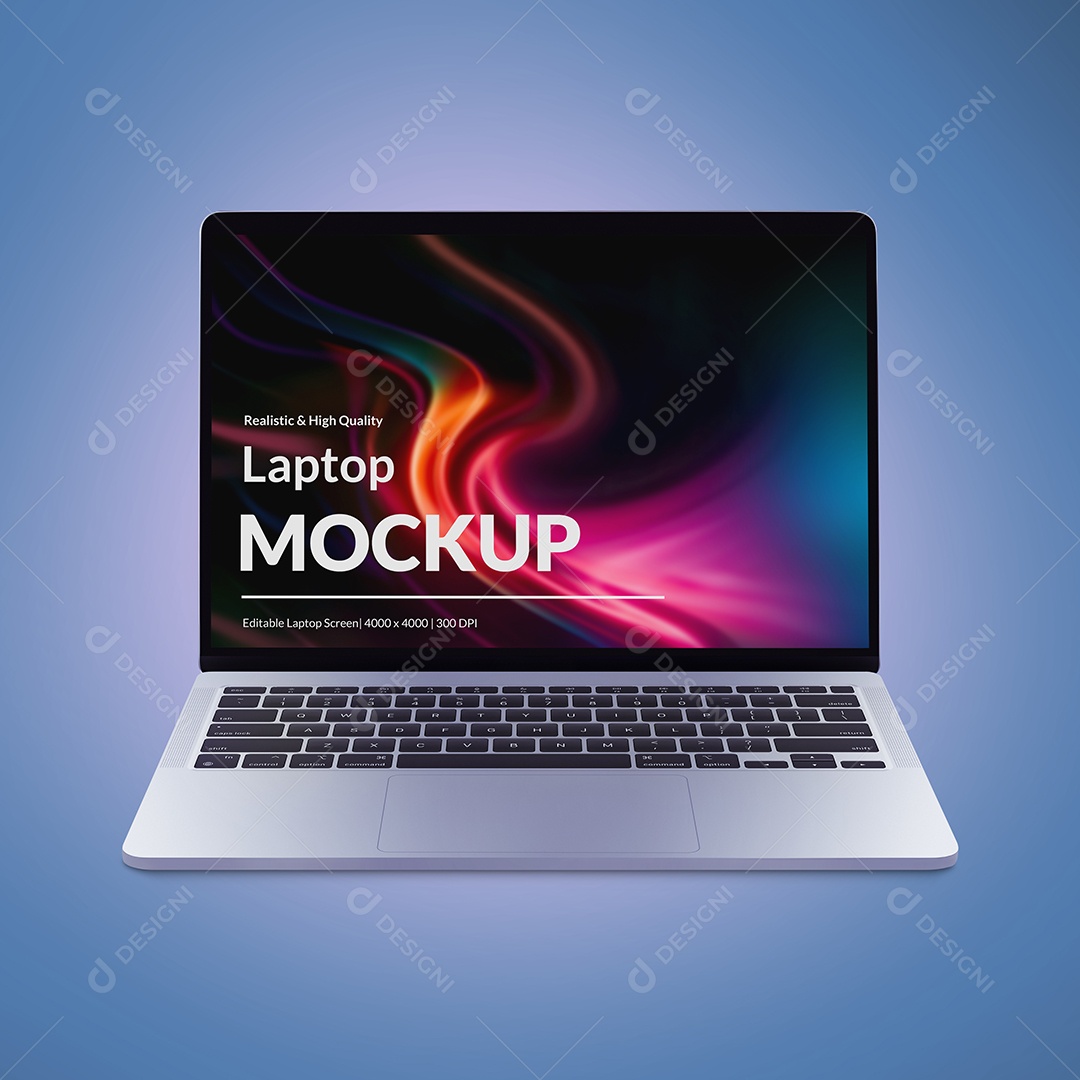 Notebook em fundo azul Mockup - PSD editável