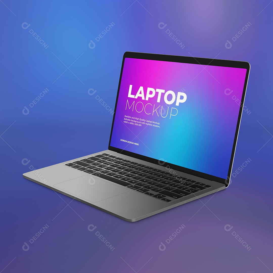 Notebook aberto para a esquerda Mockup - PSD editável