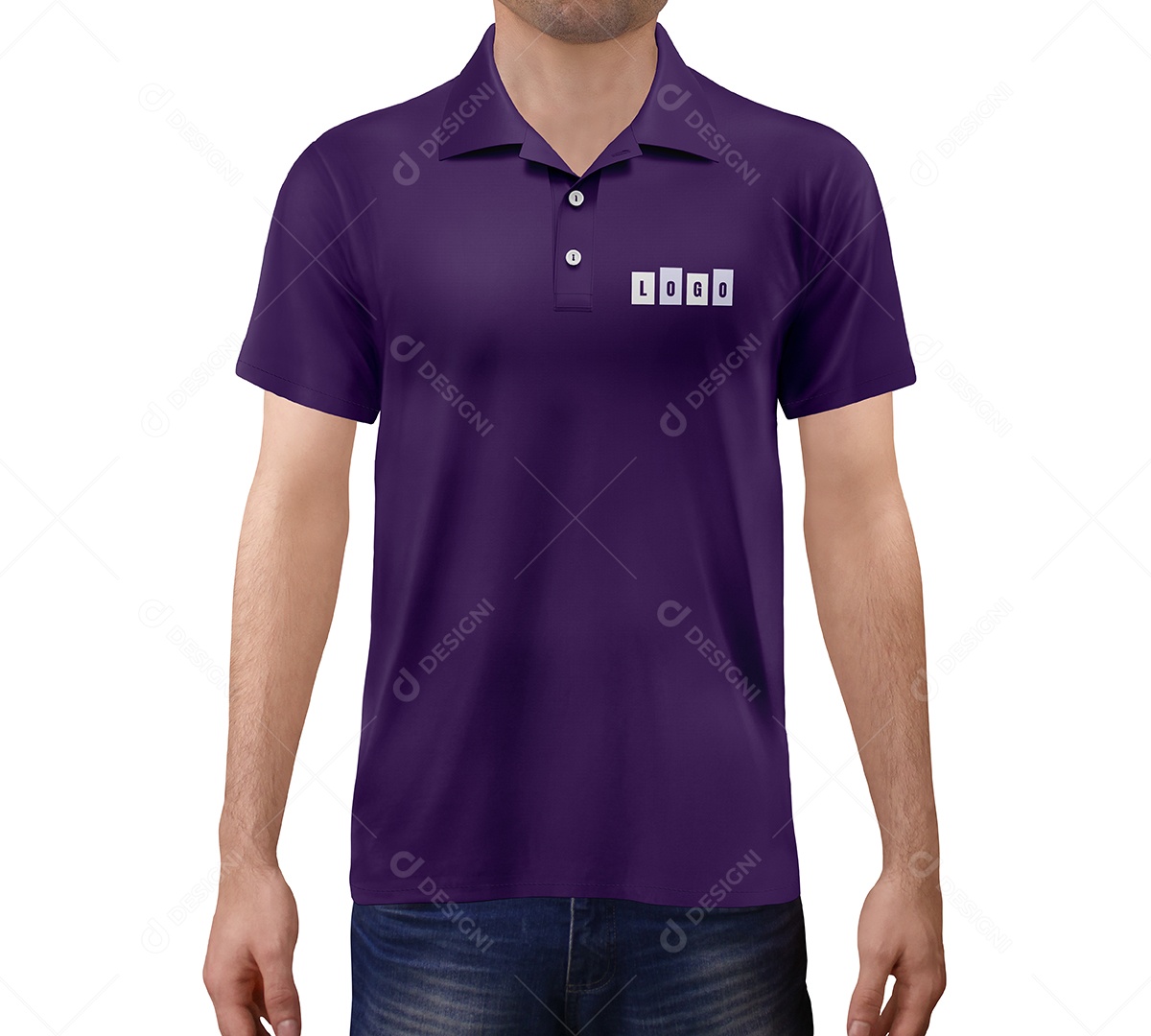 Modelo em camiseta polo Mockup - PSD editável