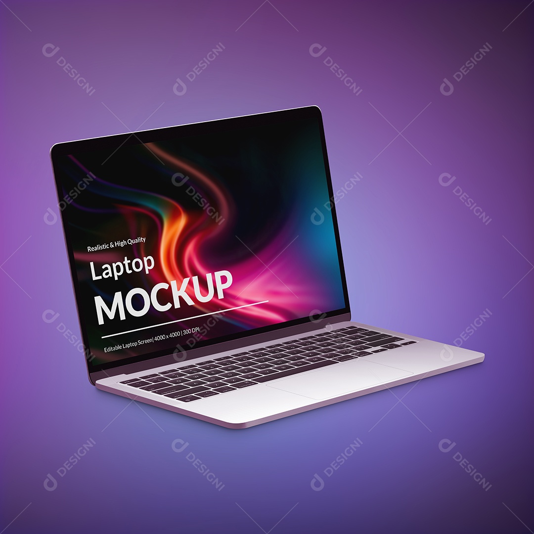 Mockup de fundo roxo de notebook - PSD editável