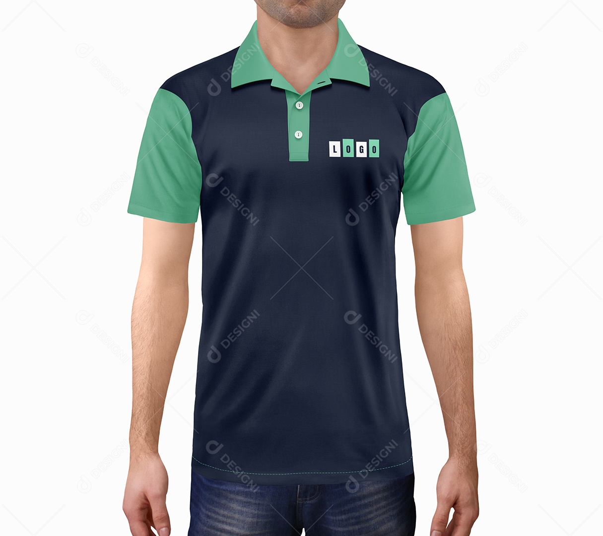 Mockup de Camiseta Polo em corpo - PSD editável
