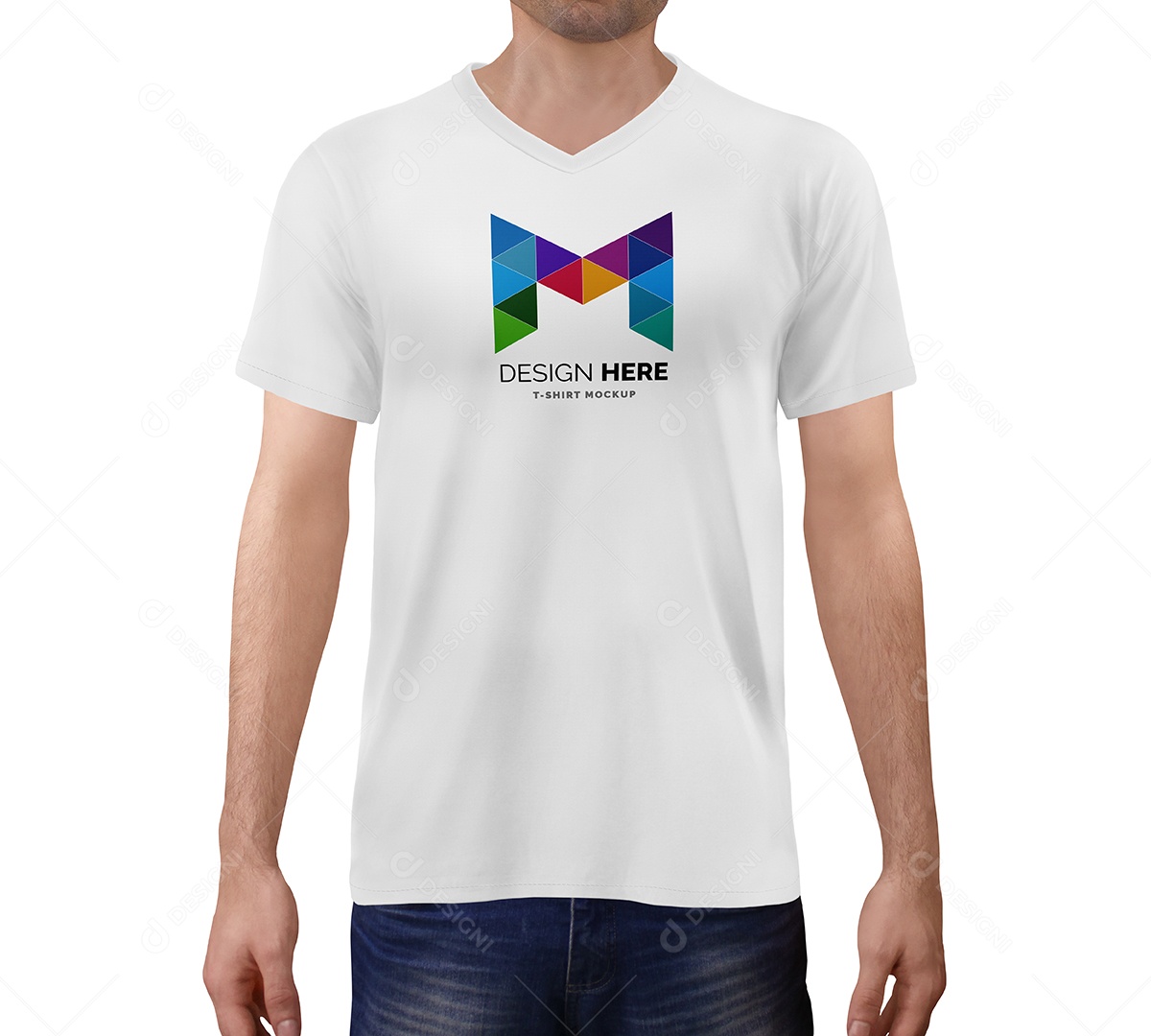 Mockup de Camiseta em gola V - PSD editável