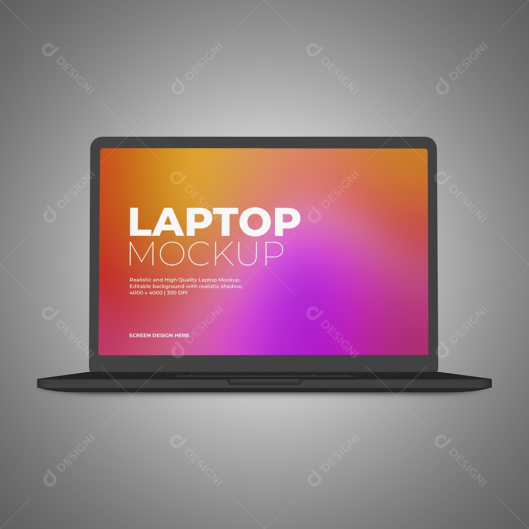 Mockup Computador preto aberto - PSD editável