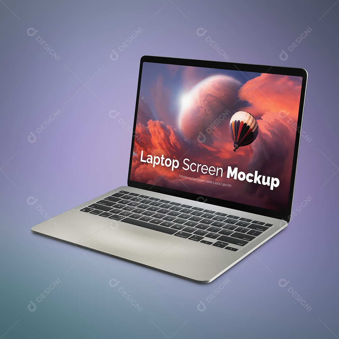 Mockup com Laptop em fundo roxo - PSD editável