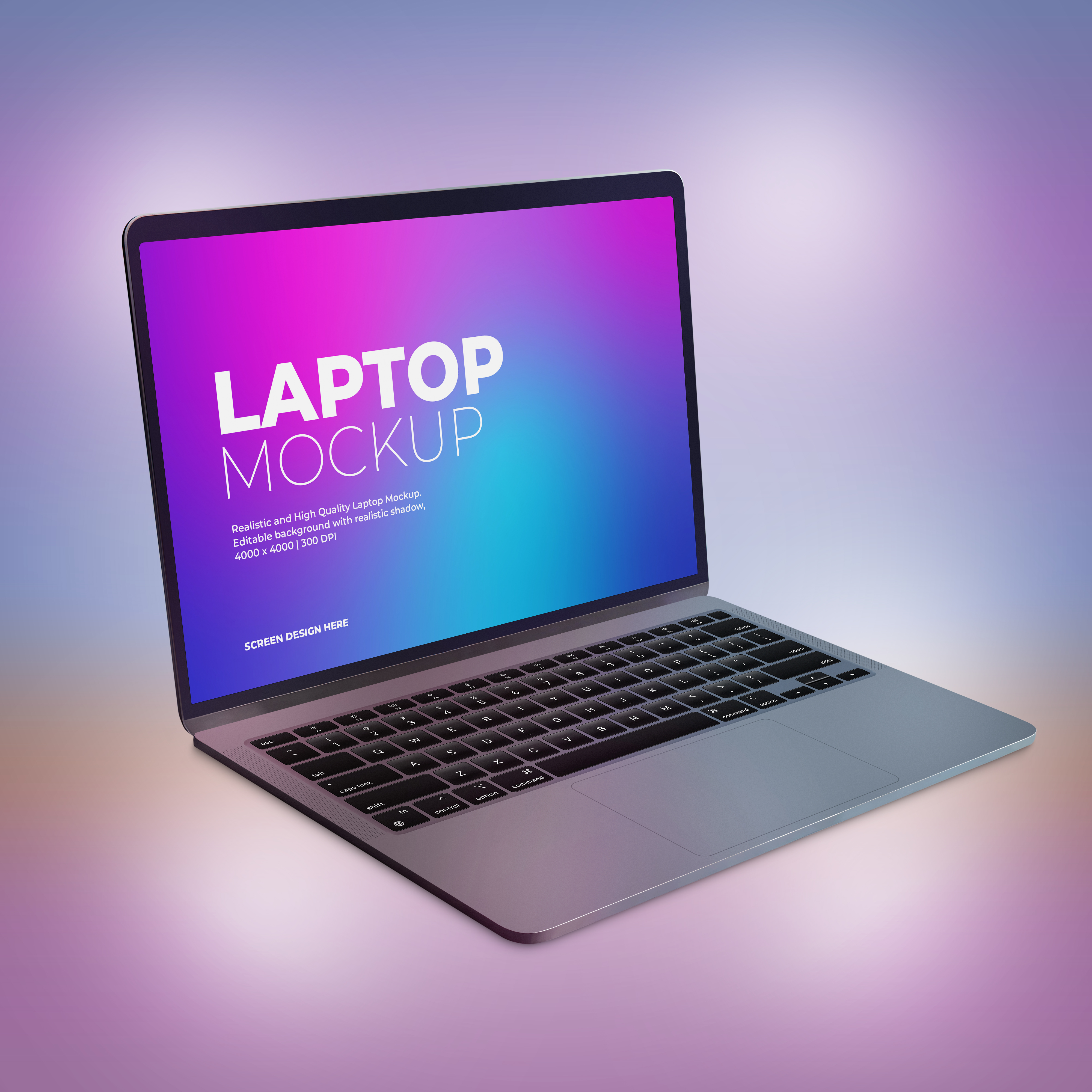 Mockup com Laptop em fundo colorido - PSD editável