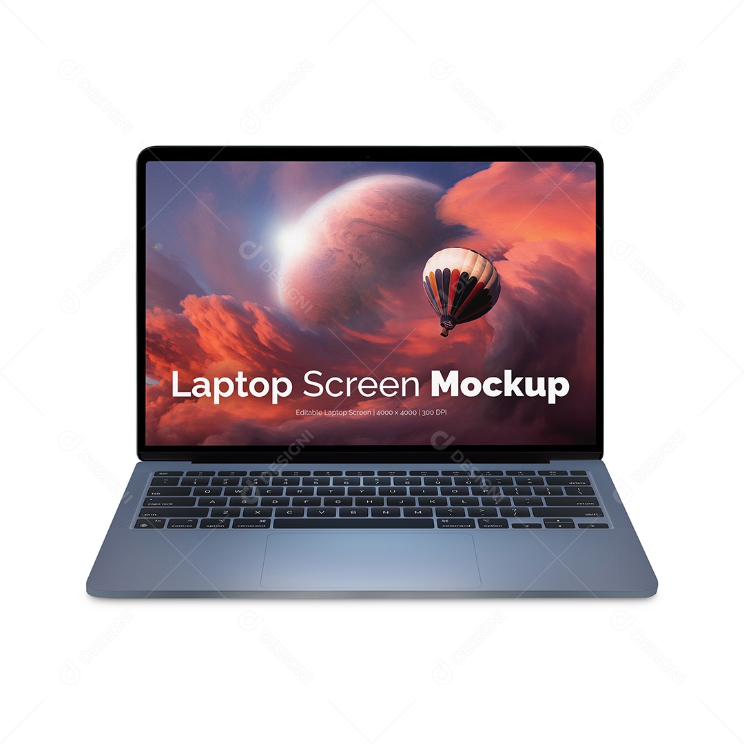 Laptop azul Mockup - PSD editável
