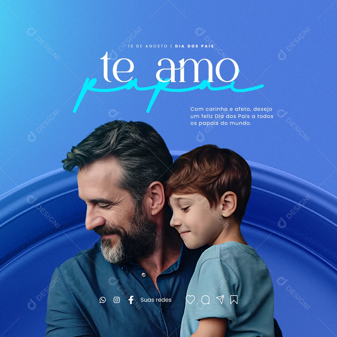 Social Media Com Carinho e Afeto Desejo Um Feliz Dia Dos Pais PSD Editável