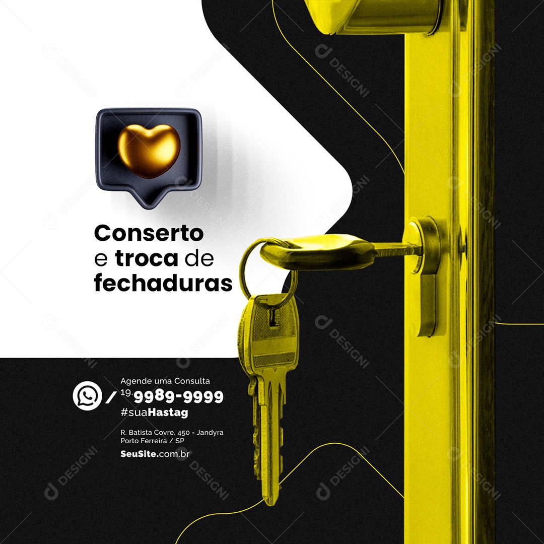 Chaveiro Conserto e Troca de Fechaduras Social Media PSD Editável